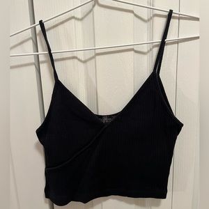 Topshop Black Wrap Detail Cropped Tank Top